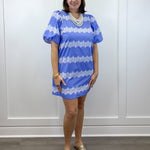 Sweetwater Lace Striped Dress - Blue Short Dresses Entro