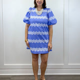 Sweetwater Lace Striped Dress - Blue Short Dresses Entro