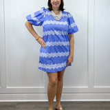 Sweetwater Lace Striped Dress - Blue Short Dresses Entro
