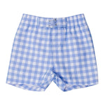 Swim Trunks - Periwinkle Blue Gingham Kids Swim Rufflebutts