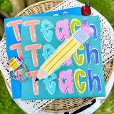 Teach Pencil Teacher Shirt : Flo Blue - Sugar Babies Children's Boutique/Meg's Shoppe
