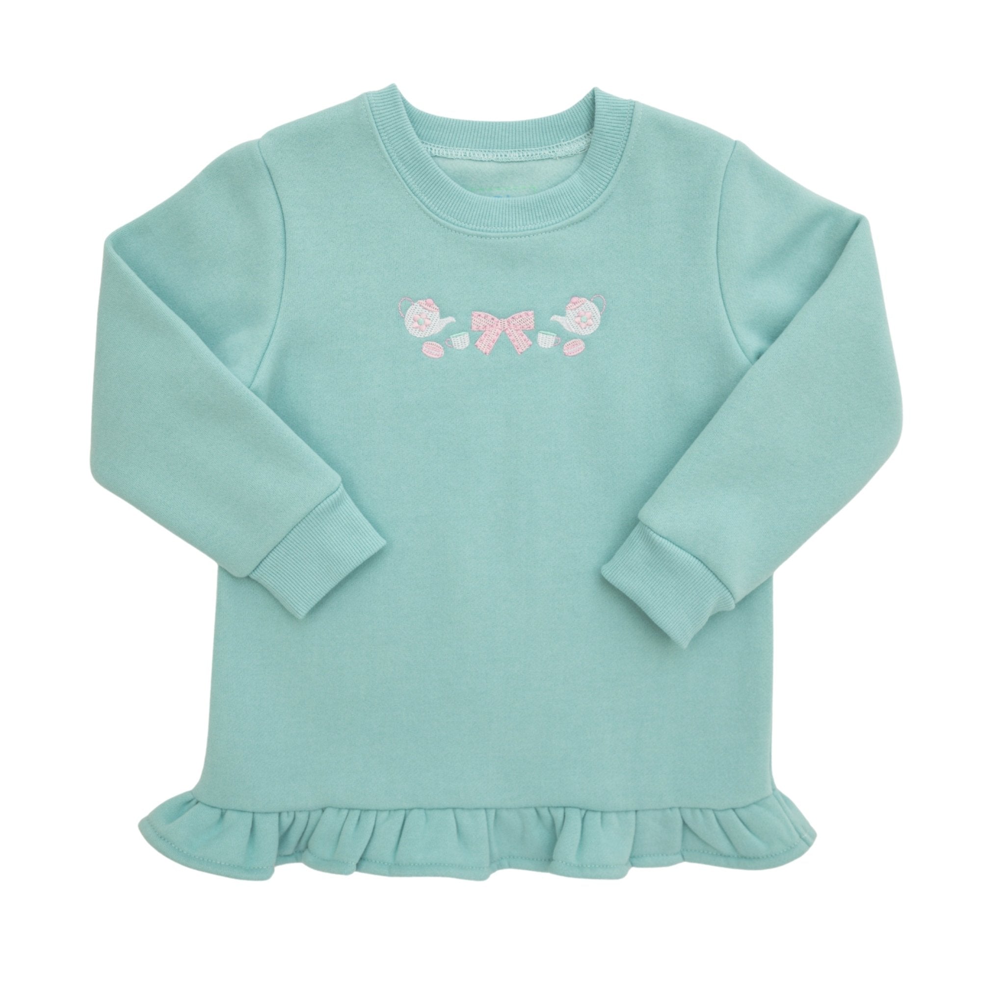 Teacups Ruffle Pullover Girls Sweaters + Sweatshirts Itsy Bitsy