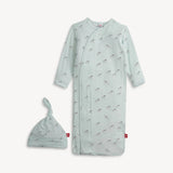 Teal Savannah Plains Modal Gown & Hat Baby Sleepwear Magnetic Me