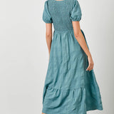 Garden Club Maxi Dress - Dusty Teal Long Dresses Polagram by Wellmade USA