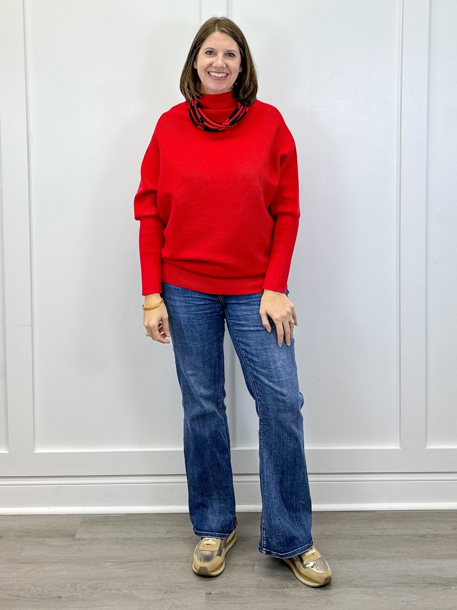 The Cozy Cranberry Mock Neck Sweater - Ruby Sweaters Zenana