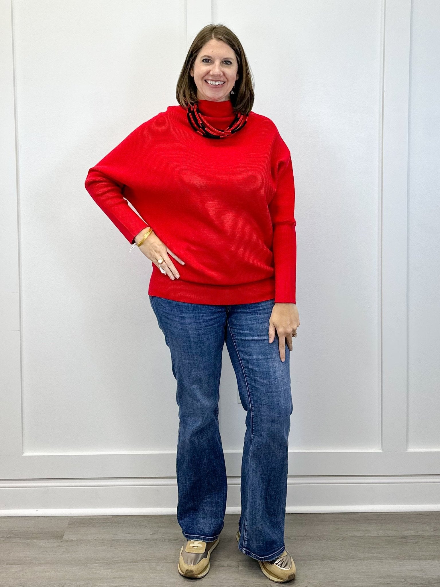 The Cozy Cranberry Mock Neck Sweater - Ruby Sweaters Zenana