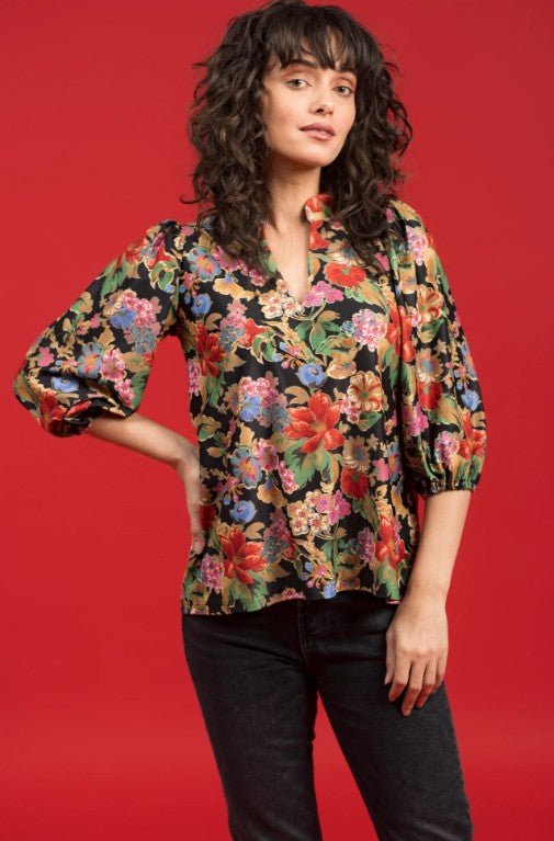 The Eliza Top - Midnight Petals - Sugar Babies Children's Boutique/Meg's Shoppe