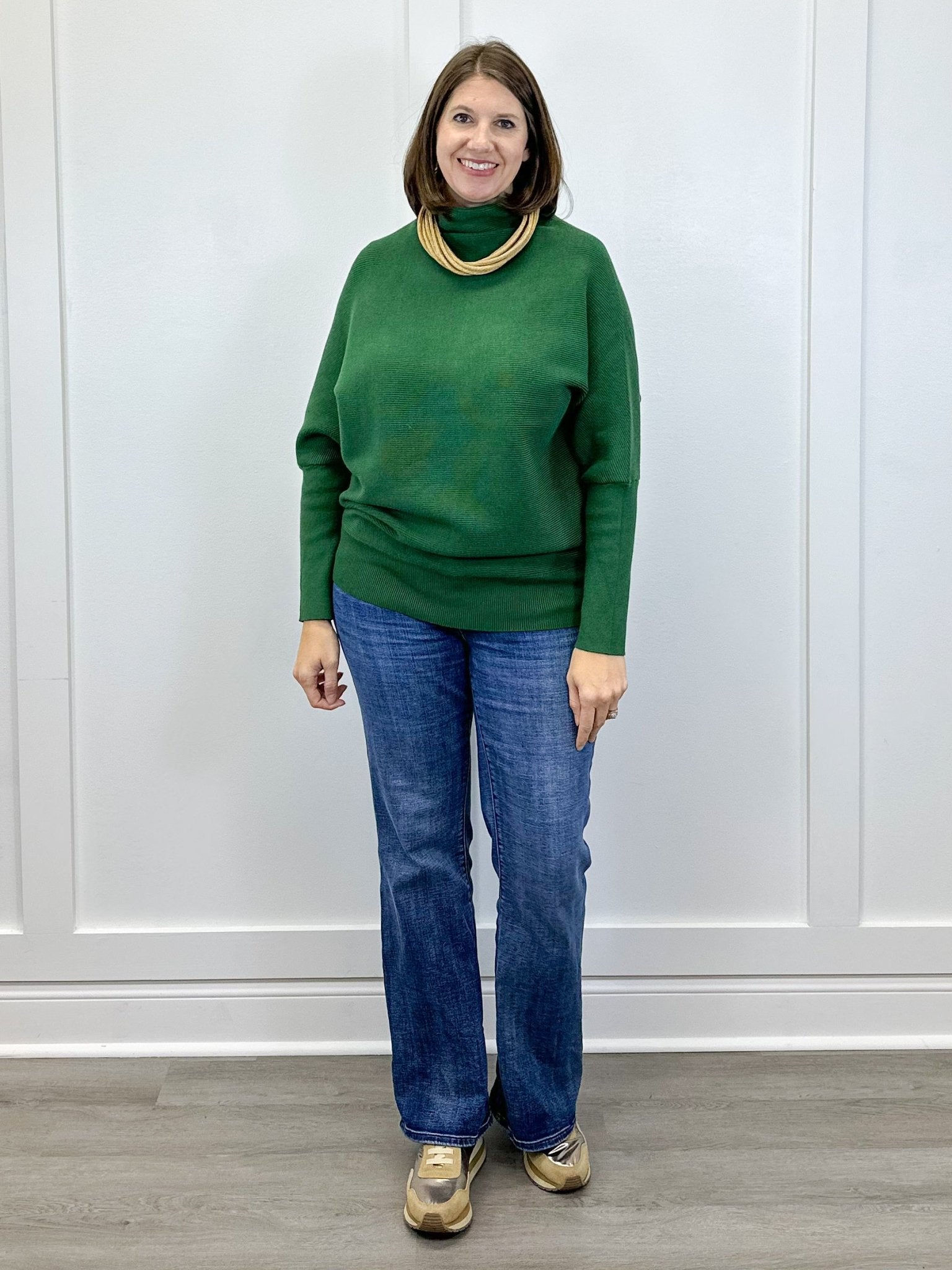 The Evergreen Mock Neck Sweater - Dark Green Sweaters Zenana