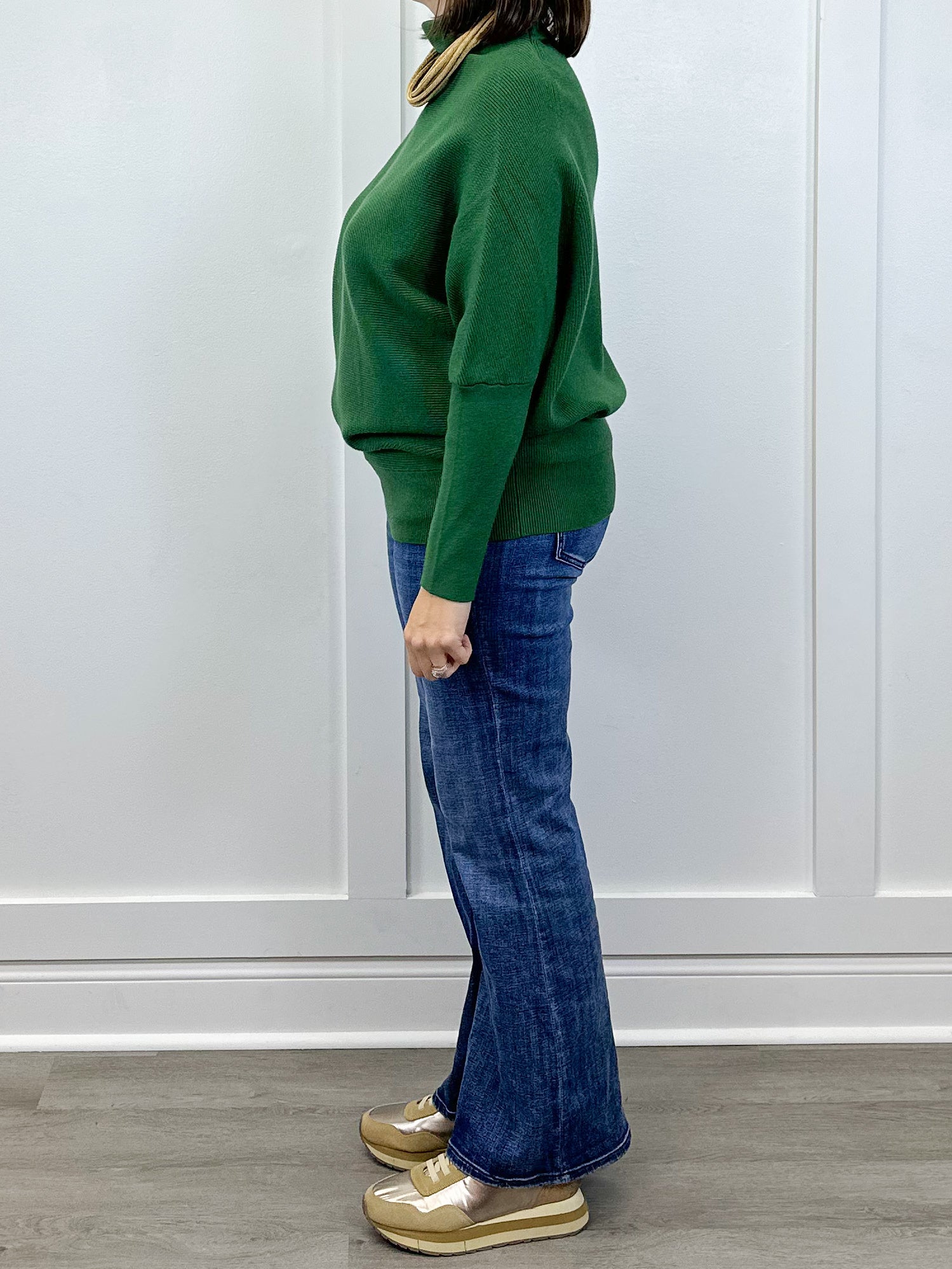 The Evergreen Mock Neck Sweater - Dark Green Sweaters Zenana
