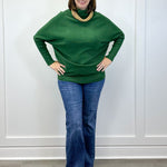 The Evergreen Mock Neck Sweater - Dark Green Sweaters Zenana