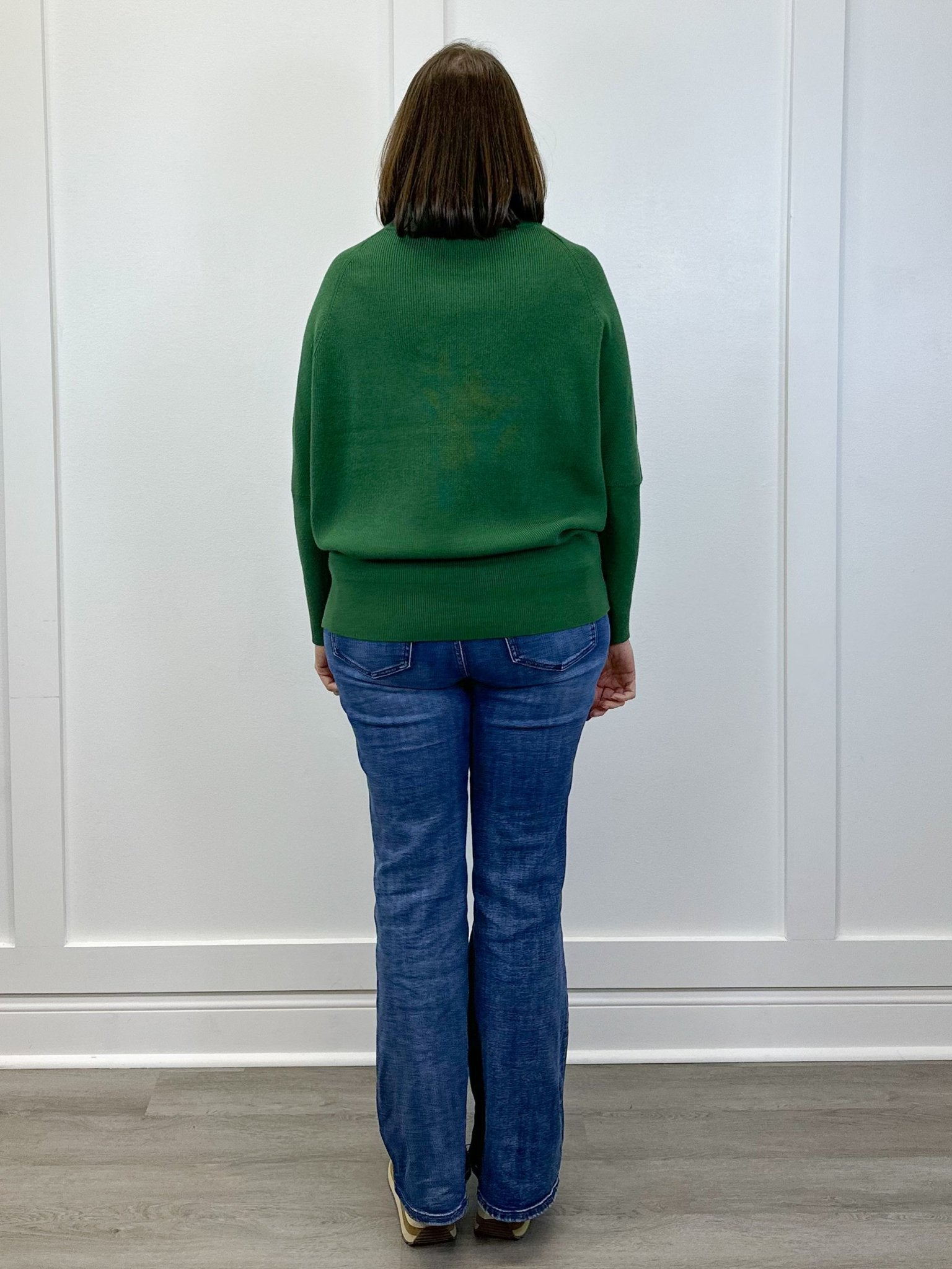 The Evergreen Mock Neck Sweater - Dark Green Sweaters Zenana