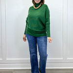 The Evergreen Mock Neck Sweater - Dark Green Sweaters Zenana