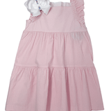 Tiered Katie Dress - Lt. Pink Seersucker Gingham Girls Occasion Dresses Little English
