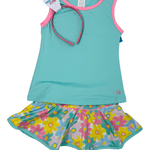 Tori Tank - Totally Turquoise/Flamingo Pink Girls Tops + Tees Set Athleisure