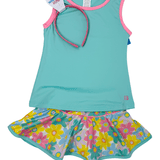 Tori Tank - Totally Turquoise/Flamingo Pink Girls Tops + Tees Set Athleisure