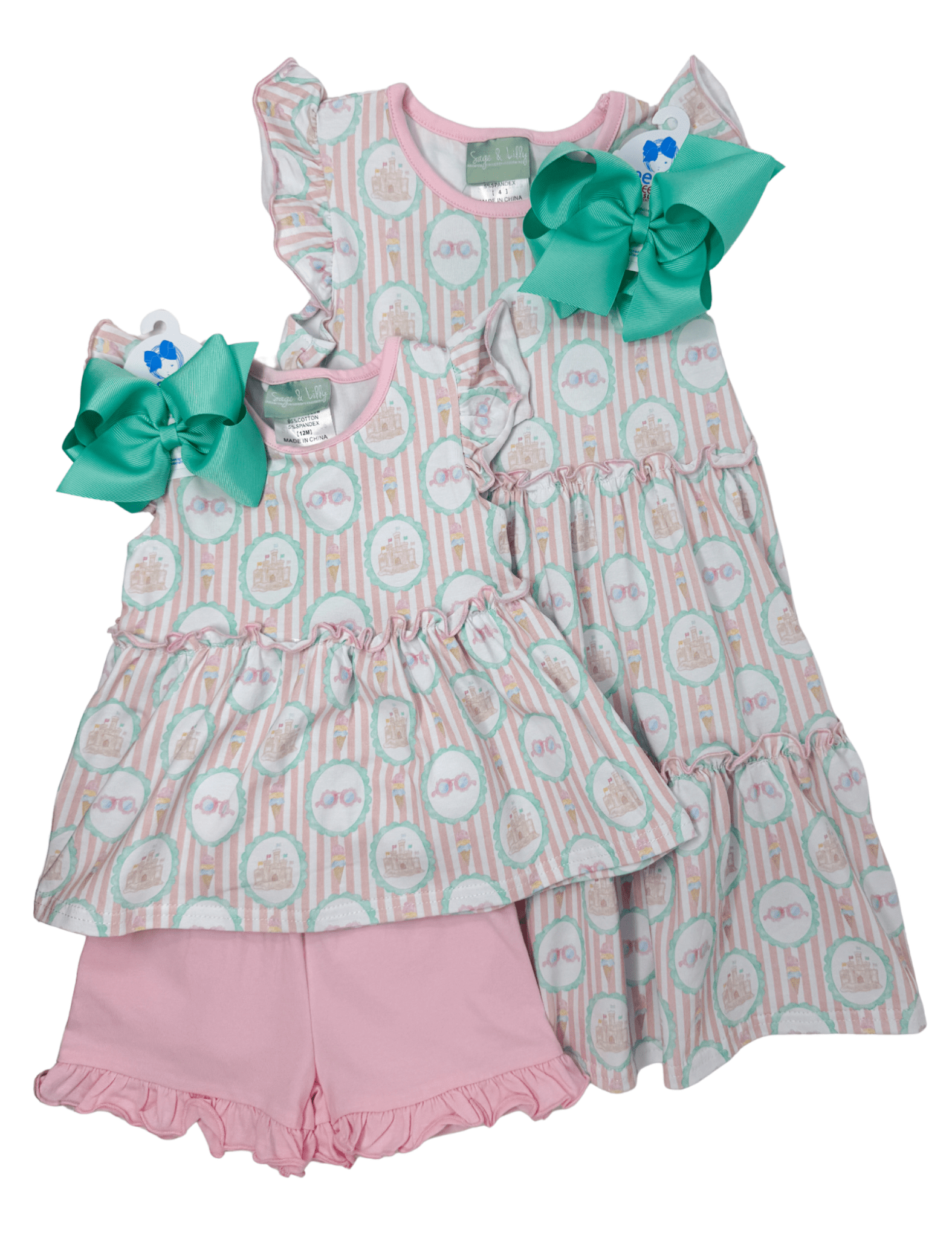 Townes Twirl Short Set - Sand Castle Girls Sets Sage & Lilly