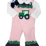 Tractor Applique Jay Romper Girls Bubbles + Rompers Millie Jay