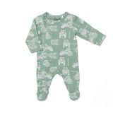 Tractors Cotton-Modal Zipper Footie Baby Sleepwear Coccoli