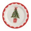 Traditional Red & Green Christmas Tidbit Plates Seasonal Mudpie Christmas Tree