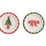 Traditional Red & Green Christmas Tidbit Plates Seasonal Mudpie