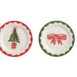Traditional Red & Green Christmas Tidbit Plates Seasonal Mudpie
