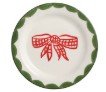 Traditional Red & Green Christmas Tidbit Plates Seasonal Mudpie Bow