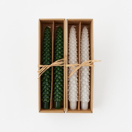 Tree Taper Candle - White/Green Seasonal One Hundred 80 Degrees