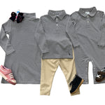 Long Sleeve Polo Romper - Navy Stripe Boys Bubbles + Rompers Little English