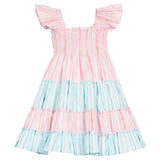 Twirl Dress - Watercolor Multi Stripe Girls Play Dresses Bisby