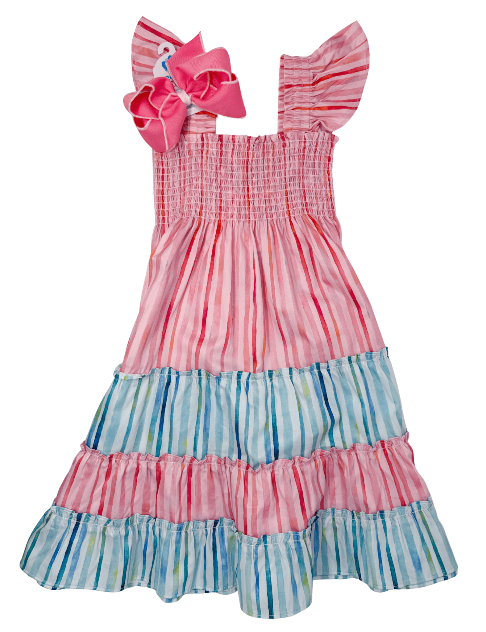 Twirl Dress - Watercolor Multi Stripe Girls Play Dresses Bisby