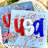 USA Faux Glitter Shirt Tops Southern Backroad Tees LLC