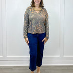 V-Neck Knit Top w/ Side Slits - Turmeric Tops Tribal