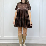 Velvet & Lace Dress - Chocolate Brown Short Dresses FATE