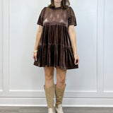 Velvet & Lace Dress - Chocolate Brown Short Dresses FATE