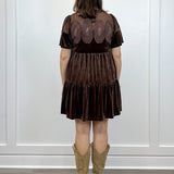 Velvet & Lace Dress - Chocolate Brown Short Dresses FATE