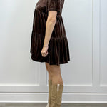 Velvet & Lace Dress - Chocolate Brown Short Dresses FATE