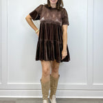 Velvet & Lace Dress - Chocolate Brown Short Dresses FATE