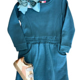 Vivi Sweatshirt Dress - Teal Girls Play Dresses Banana Split