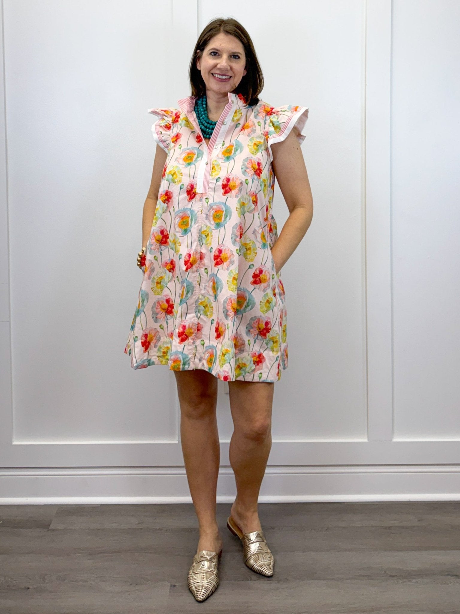 Watercolor Poppy Dress - Blush Short Dresses Jodifl