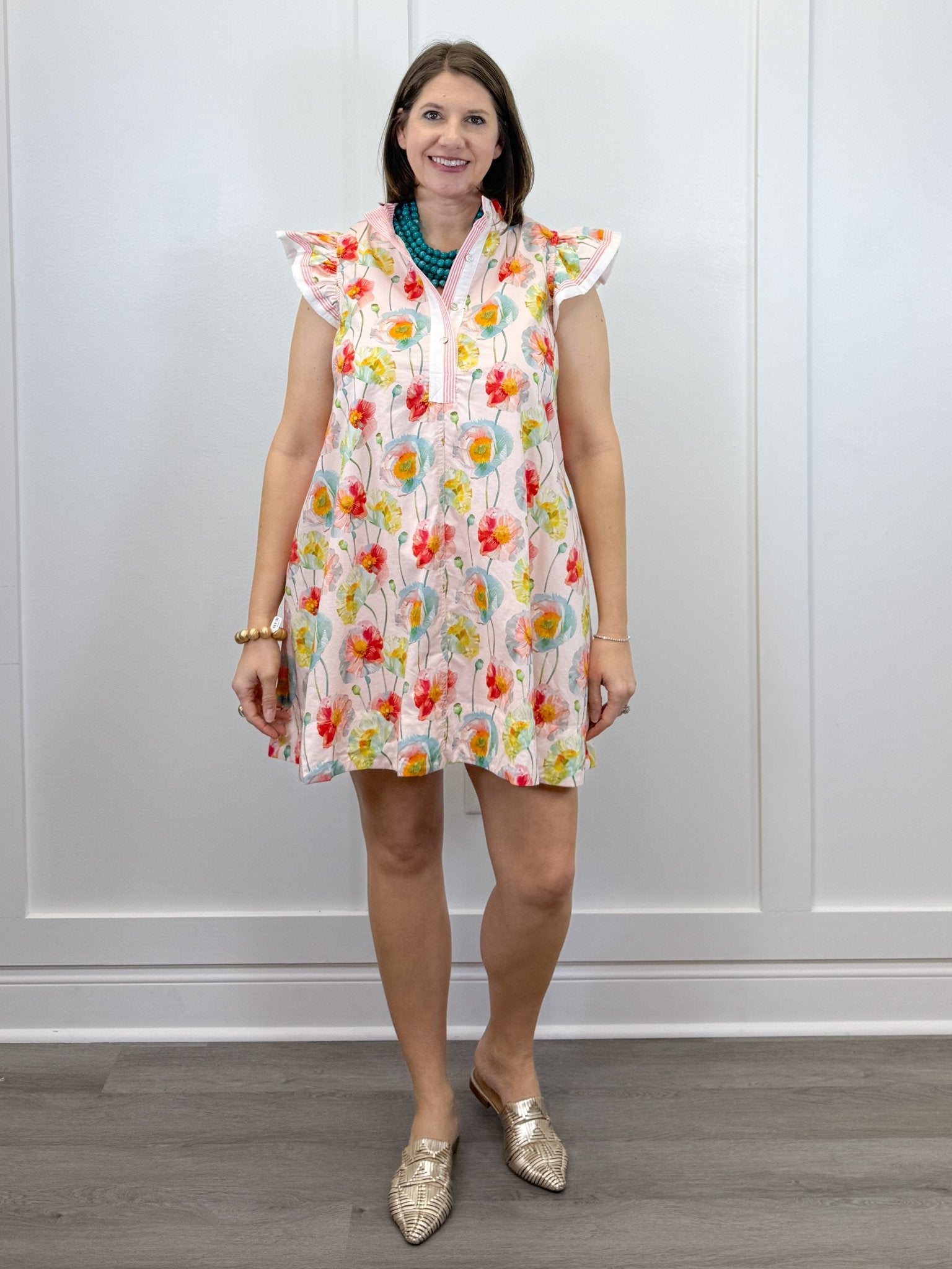 Watercolor Poppy Dress - Blush Short Dresses Jodifl