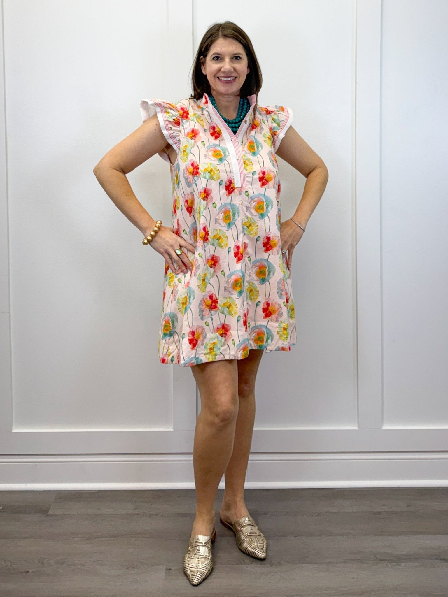 Watercolor Poppy Dress - Blush Short Dresses Jodifl