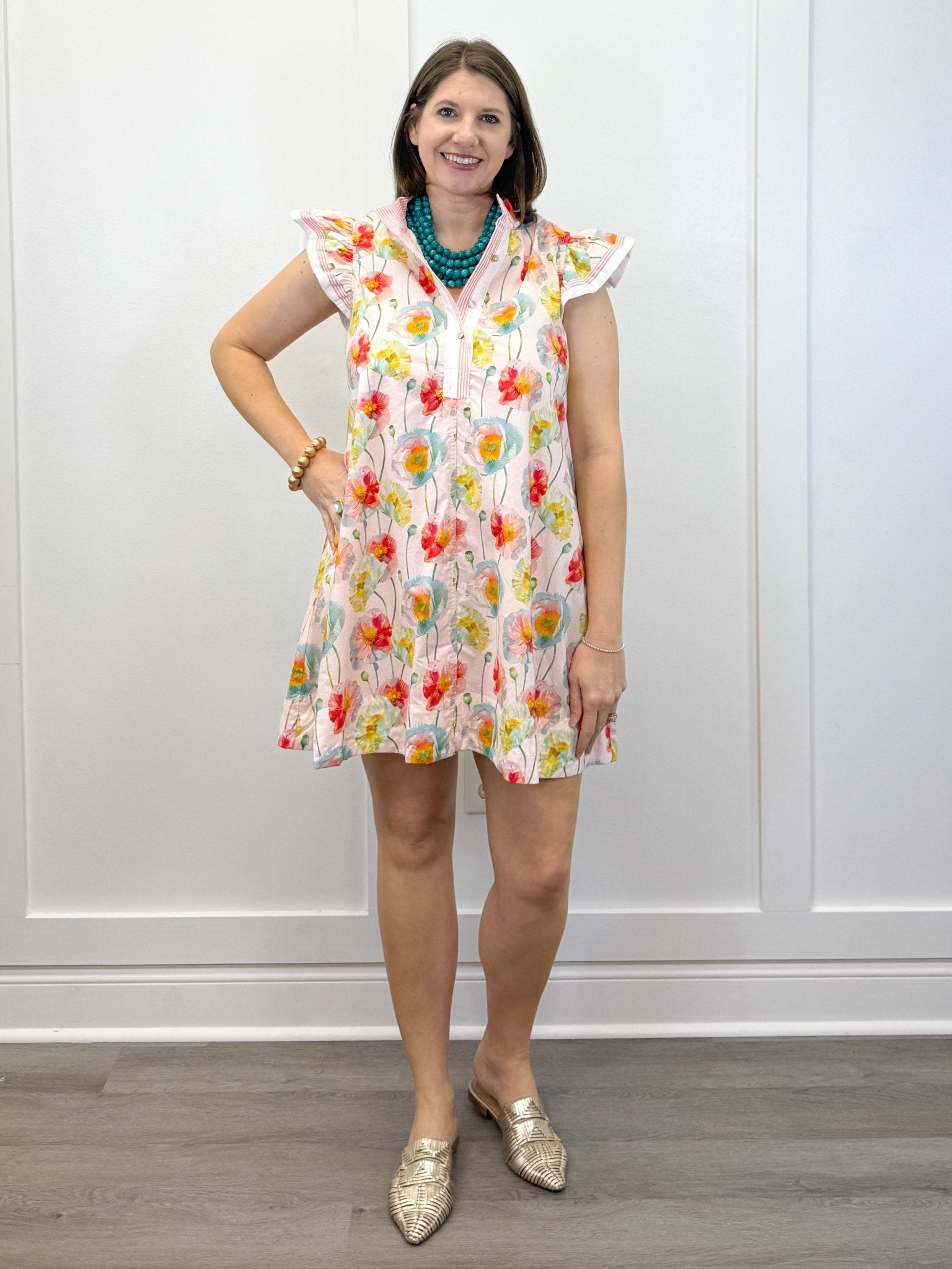 Watercolor Poppy Dress - Blush Short Dresses Jodifl
