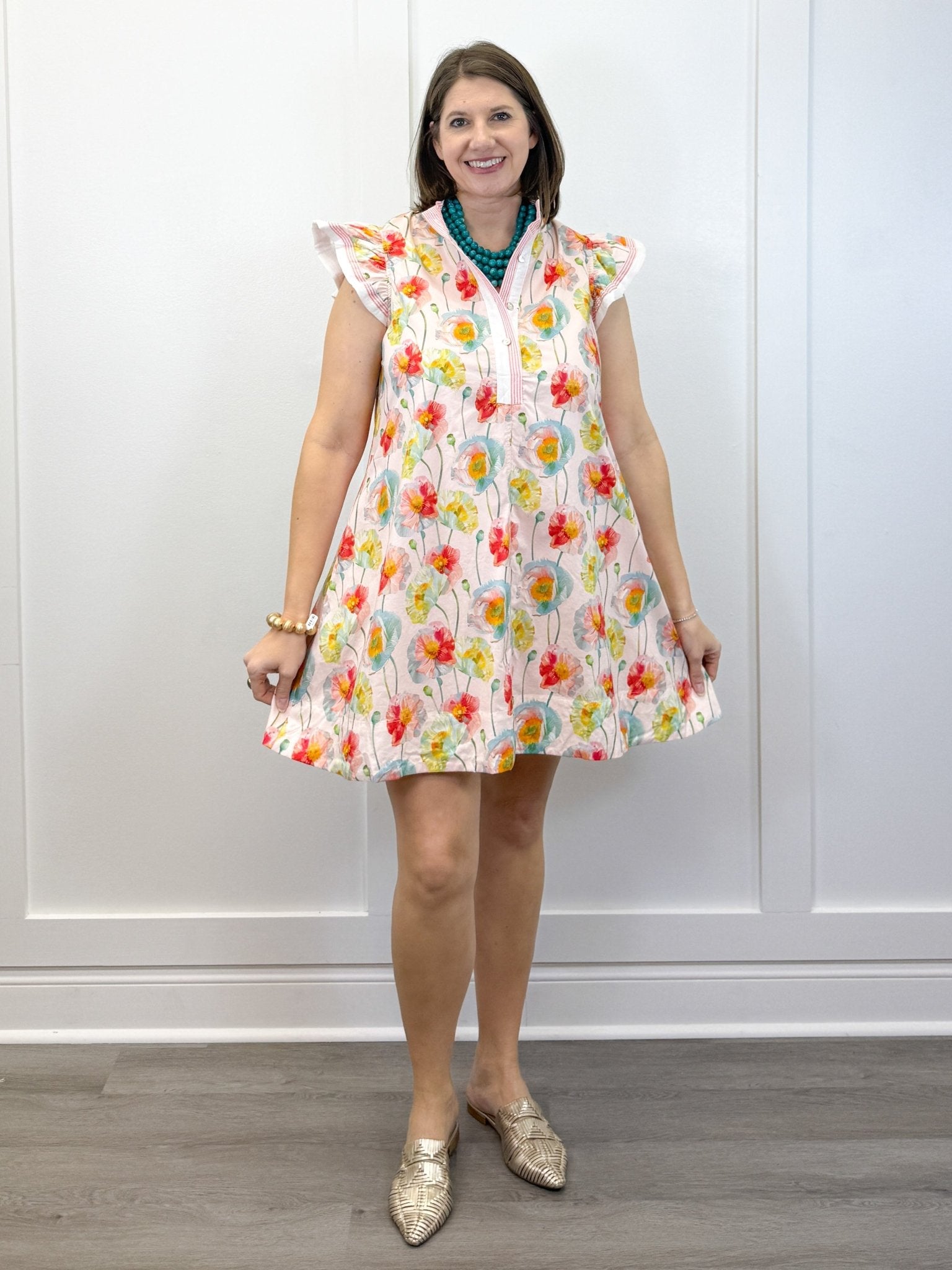Watercolor Poppy Dress - Blush Short Dresses Jodifl