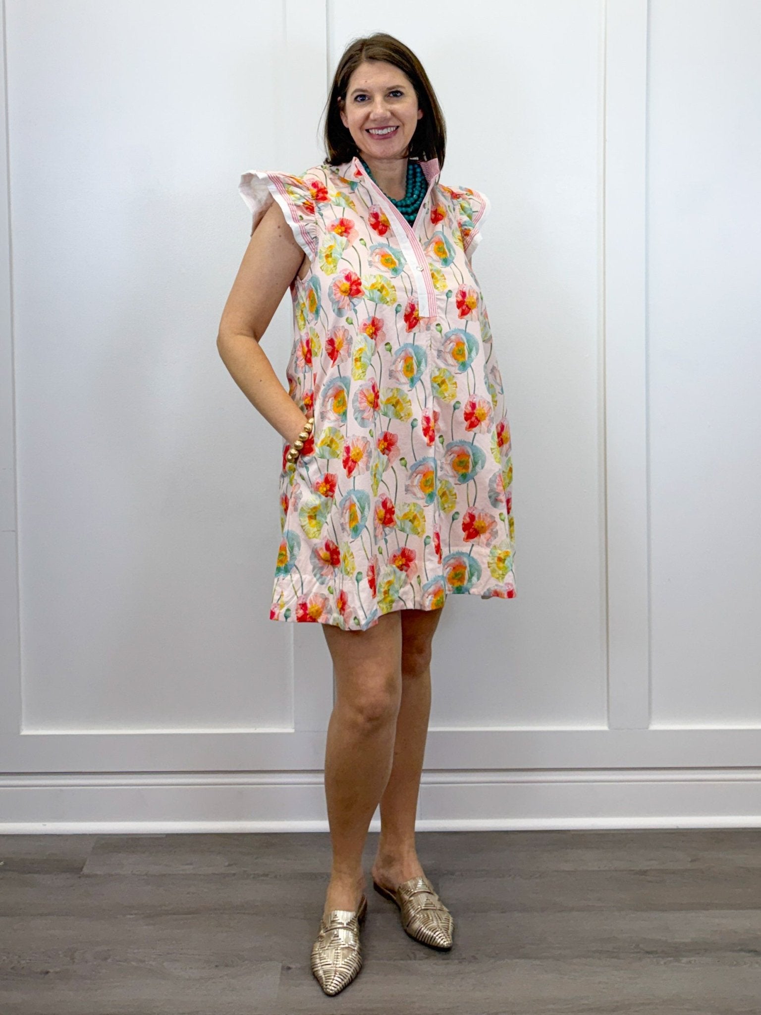 Watercolor Poppy Dress - Blush Short Dresses Jodifl