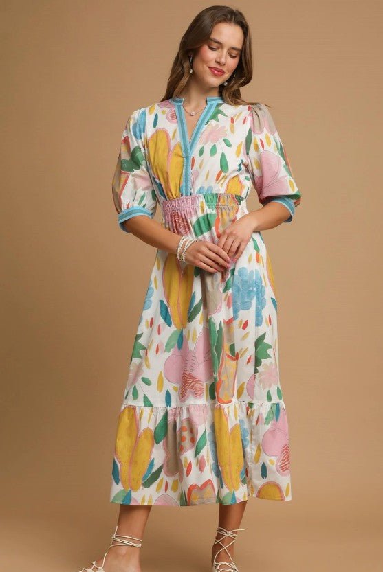 Watercolor Wildflower Midi Dress Long Dresses Umgee