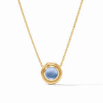 Wave Stone Delicate Necklace - Iridescent Chalcedony Blue Necklaces Julie Vos
