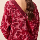 Wear 2 Ways Jacquard Sweater Cardigan - Pink Frost Sweaters Tribal