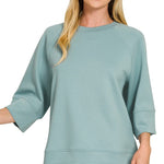 Weekend Ease Top - Blue Grey Tops Zenana