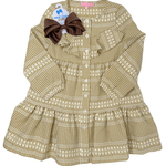 Western Dress - Geneva Gingham Khaki Girls Occasion Dresses Bisby