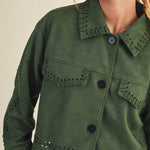 Whipstitch Suede Jacket - Hunter Green Outerwear &MERCI